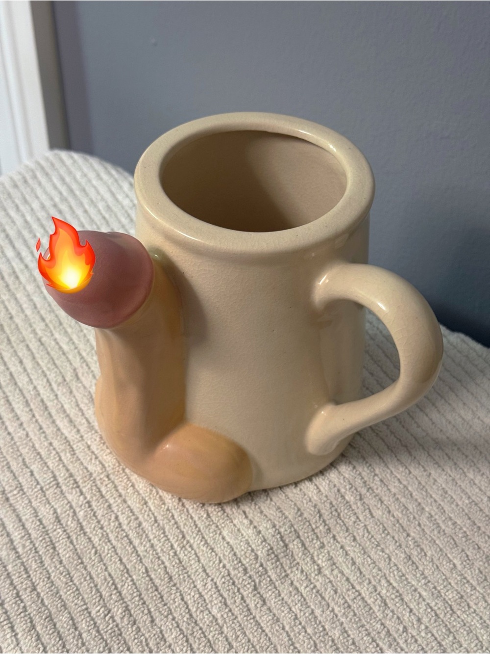 Ceramic Beige Novelty Mug with Flesh-Tone Accent - Unbranded
